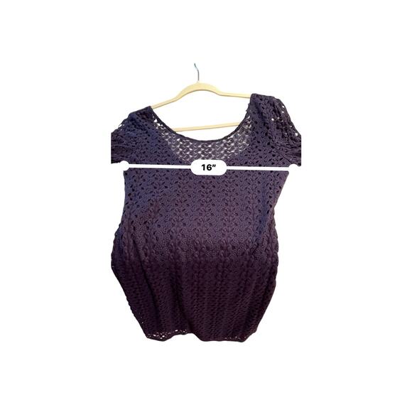 Free People Dress Medium Navy Crochet Lace Lined Boho Whimsigoth Bell Sleeve - Picture 13 of 16
